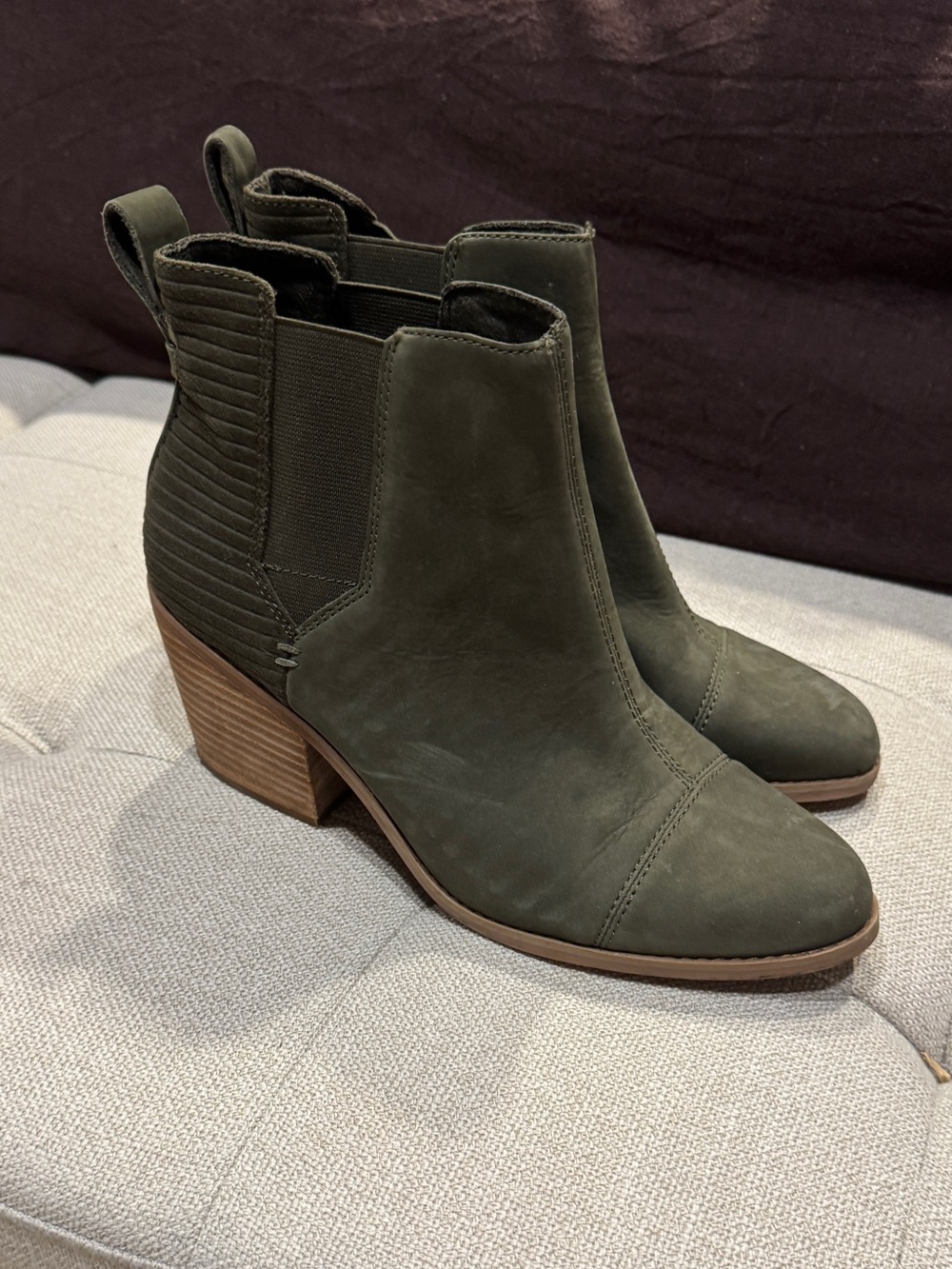Toms Olive Green Chelsea Ankle Booties